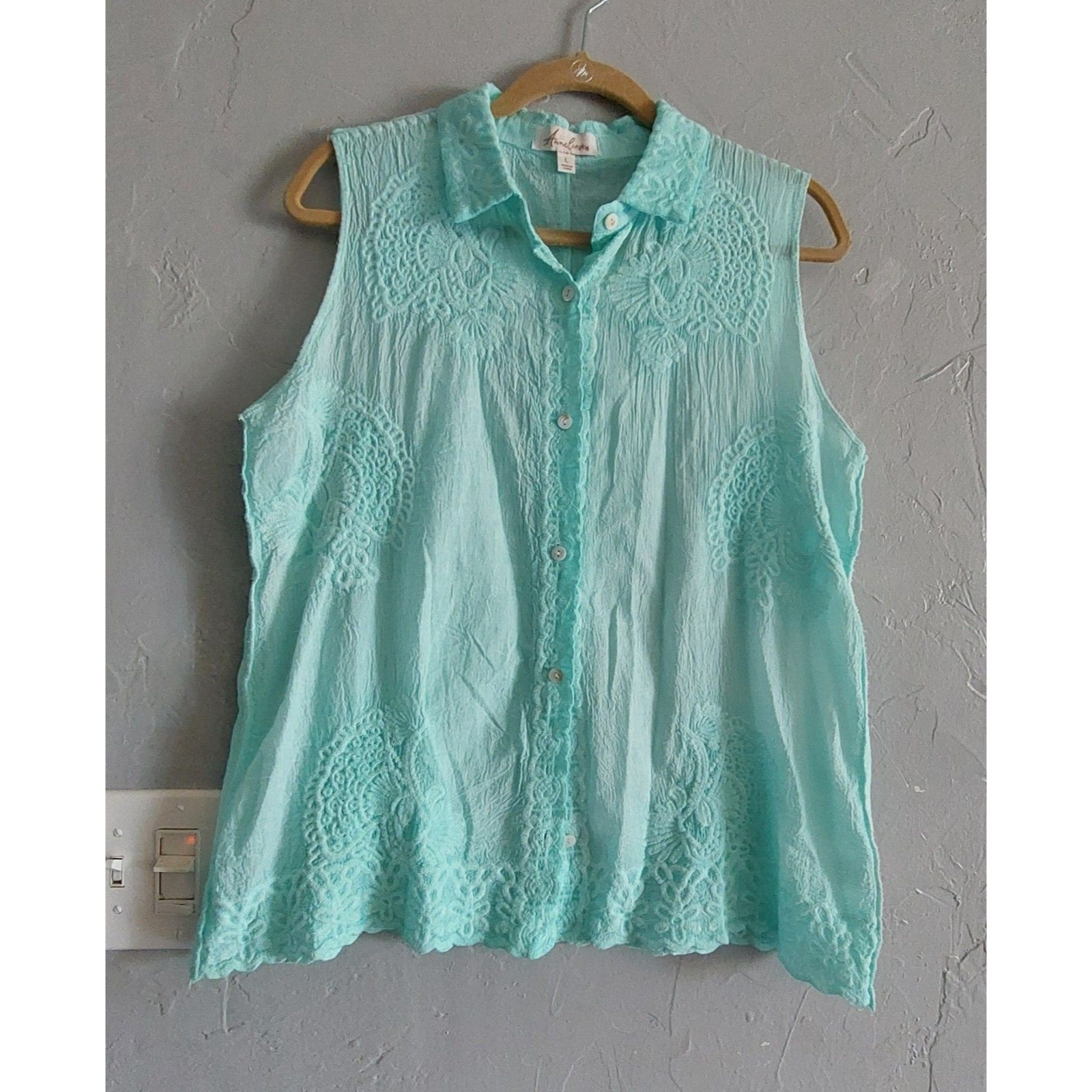 Armeliege Tops Blouse Sleeveless Women's L,Turkey Color,Polyester,19 Inch Of Arm